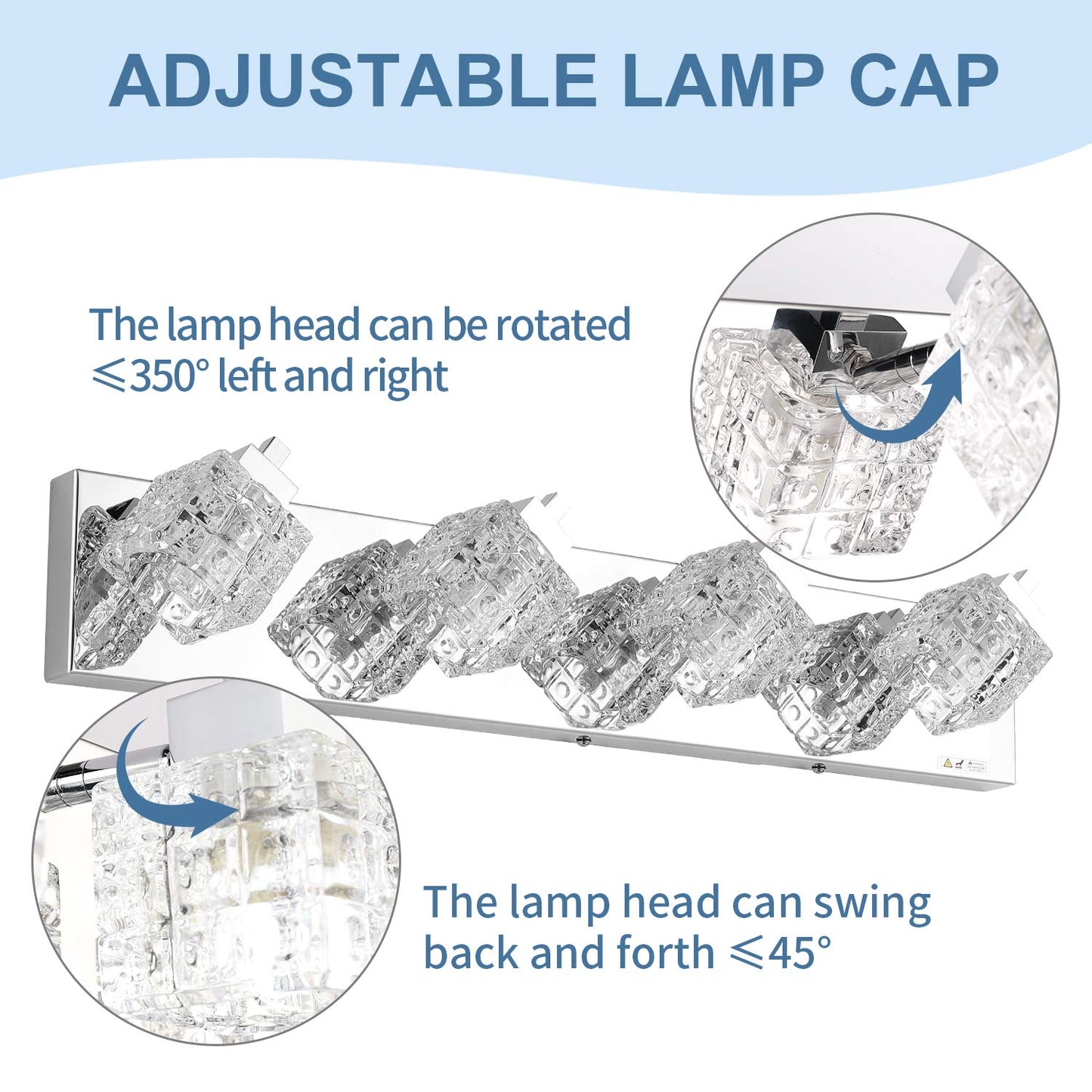 TRLIFE Bathroom Vanity Light Fixtures, 26inches Crystal Vanity Light Fixture Modern Bathroom Lights Over Mirror 4 Lights Vanity Light for Bath Room