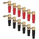 JUZITAO 6 Pairs 4mm Speaker Banana Plugs Right Angle 24k Gold Plated 90 Degree Speaker Banana Connector(6 Pairs/12 Pcs)