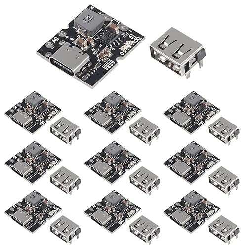 DWEII 10PCS Type-C USB 5V 2A Boost Converter Step-Up Power Module Lithium Battery Charging Protection Board LED Display USB for DIY Charger (no…