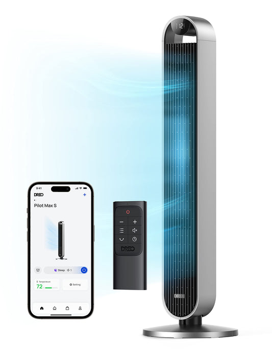 DREO Smart Tower Fan for Bedroom, 120° Oscillating Fan, 12 Speeds