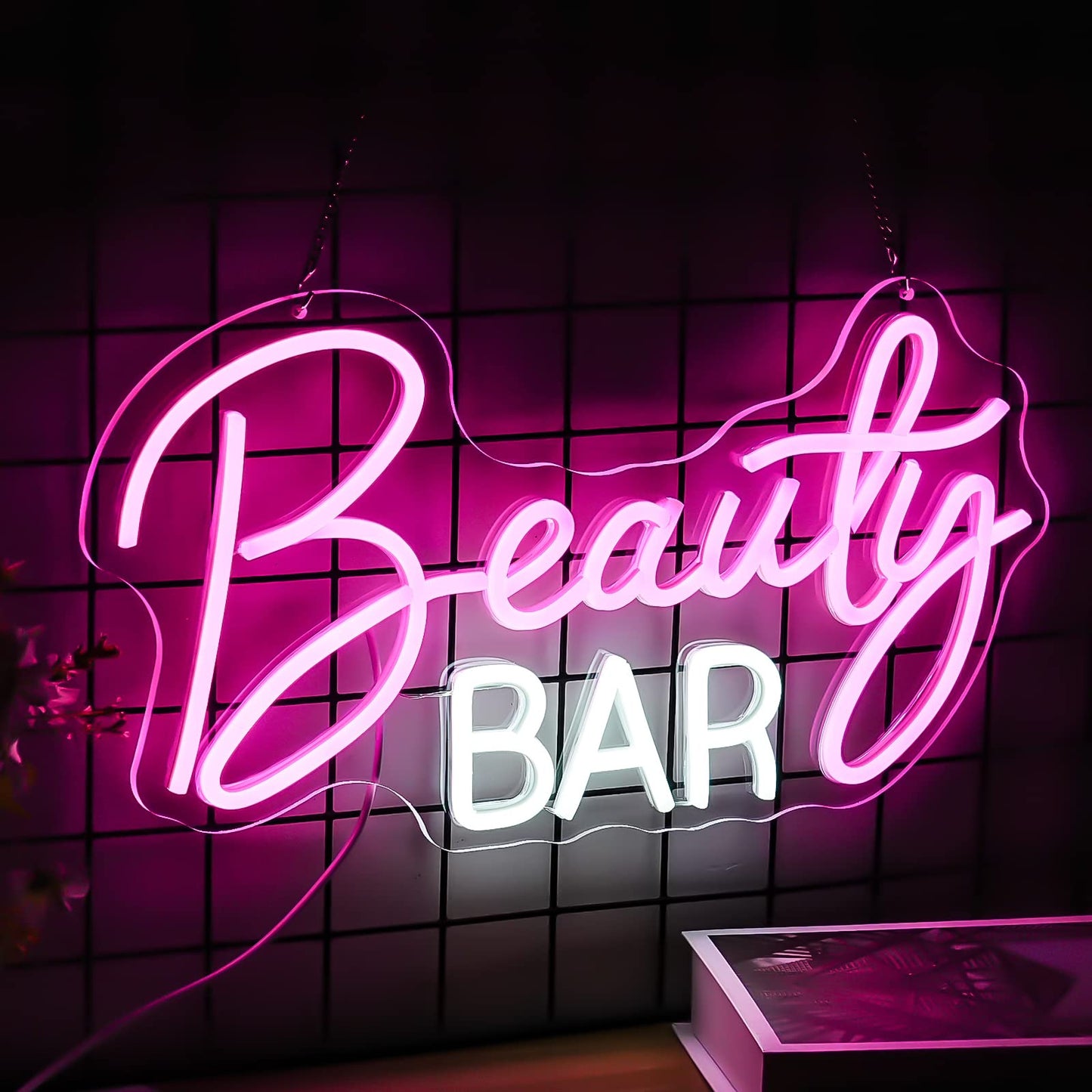 Noasktt Beauty Bar Neon Sign, Pink Light Up Neon Lights For Wall Decor, Girls Makeup Room Bedroom Decor - Energize Your Space With Magical