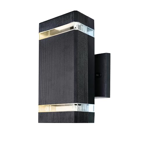 Sunlite LED Rectangle Up/Down Outdoor Wall Sconce Fixture, 12 Watts (120W=), Multi-Volt, 850 Lumens, Color Selectable 30K/40K/50K, 80 CRI, Dimmable