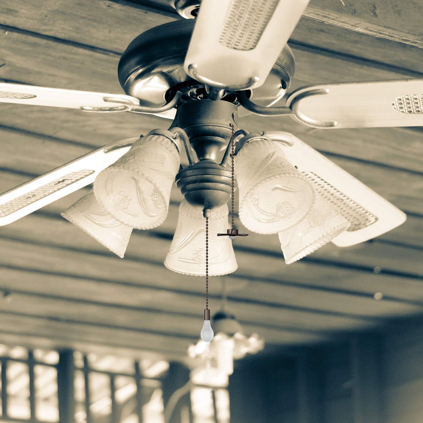 ELFCAB 6 Combo Frosted Ceiling Fan Pull Chain Set Including 6Pcs Beaded Ball Fan Pull Chain Decorative Extra 12Pcs Beaded and Pull Loop Connectors
