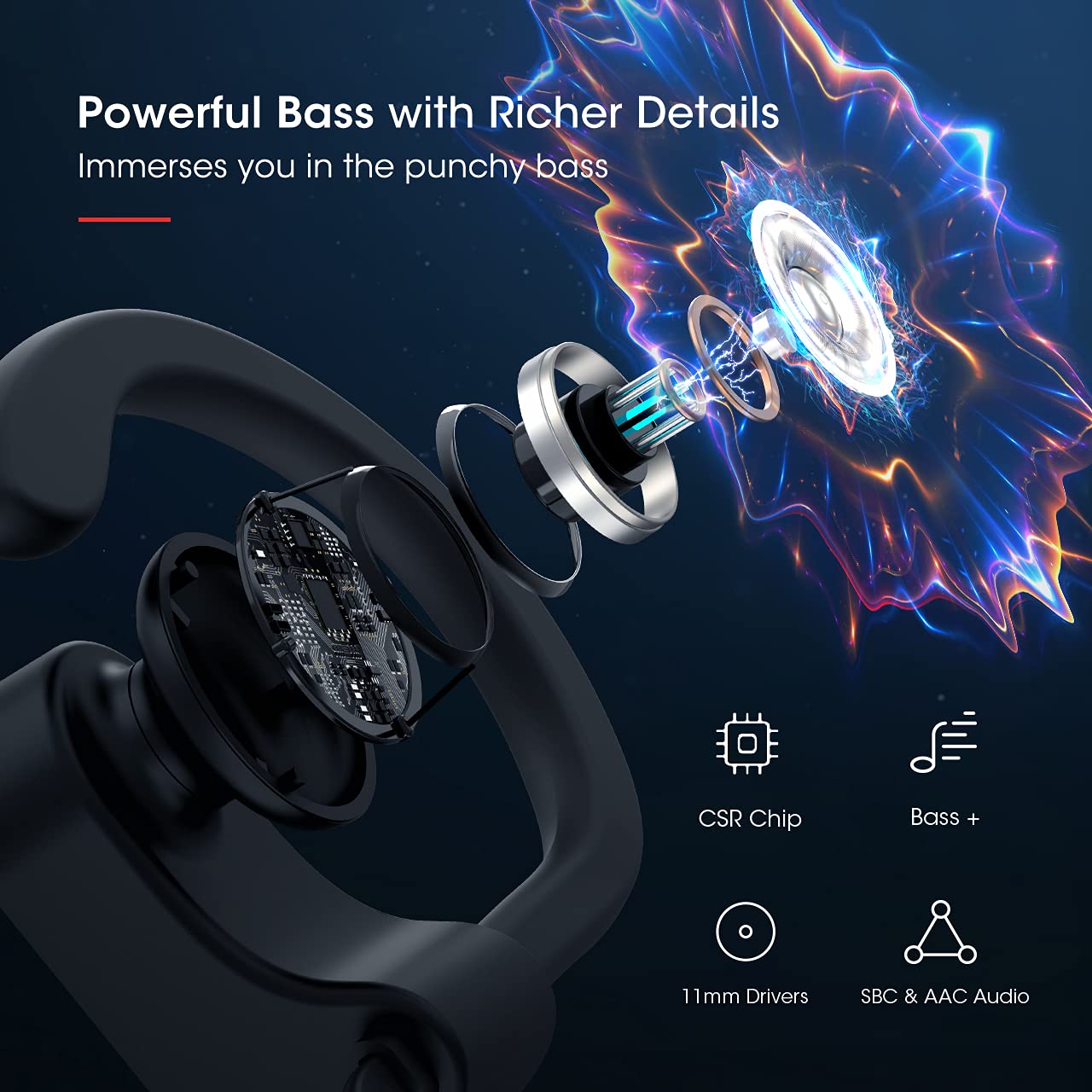 Redzoo Bluetooth Headphones V5.0,Running Headphones w/16 Hrs Playtime, Bass+ HD Stereo Wireless Sports Earphones w/IPX7 Waterproof Earbuds in Ear