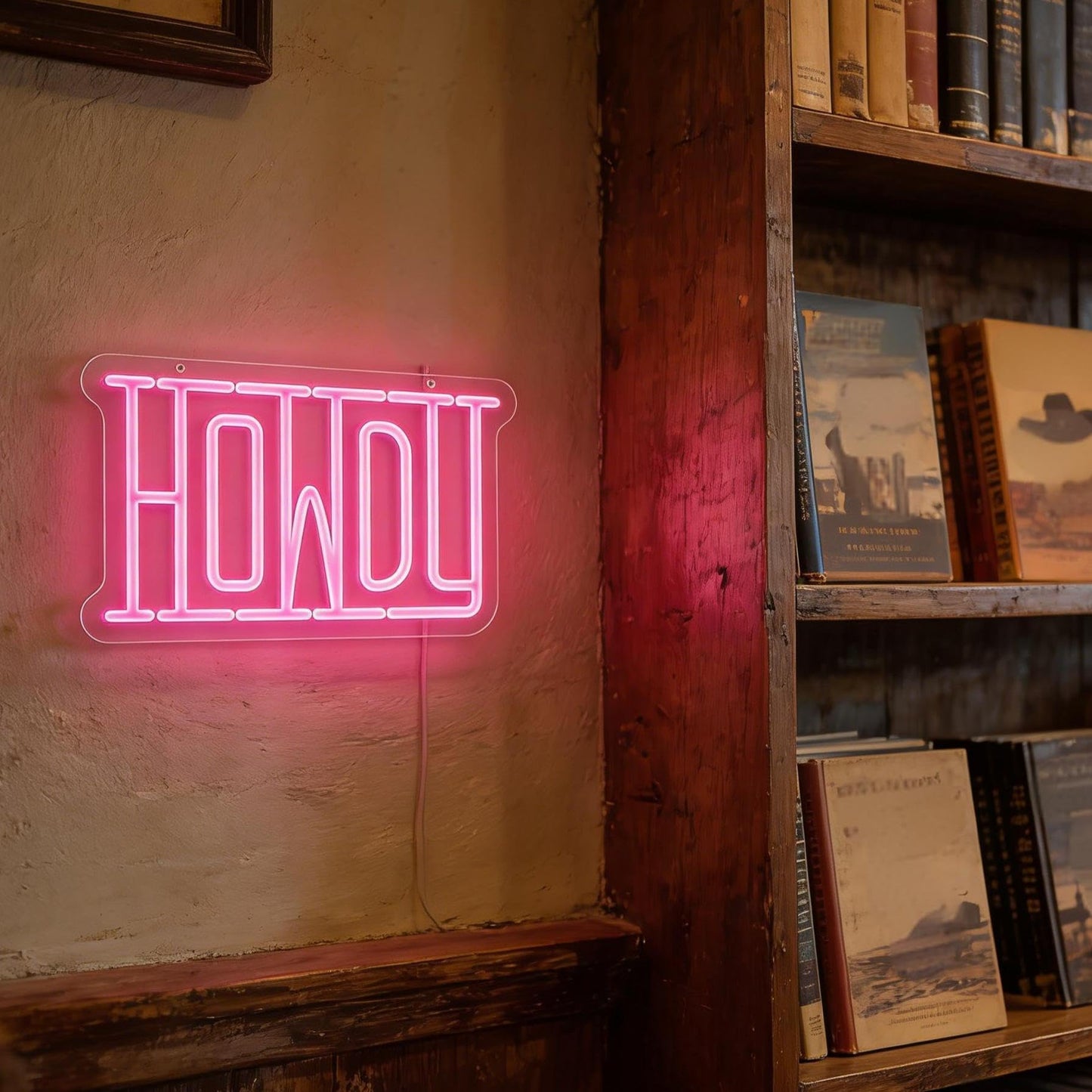 Neonawall Pink Lights Howdy Neon Sign,Pink Home Decorations, Led Lights for Wall Decor,Light Letters for Party,Girls Bedroom Wall Decor 16.7 x 9.8