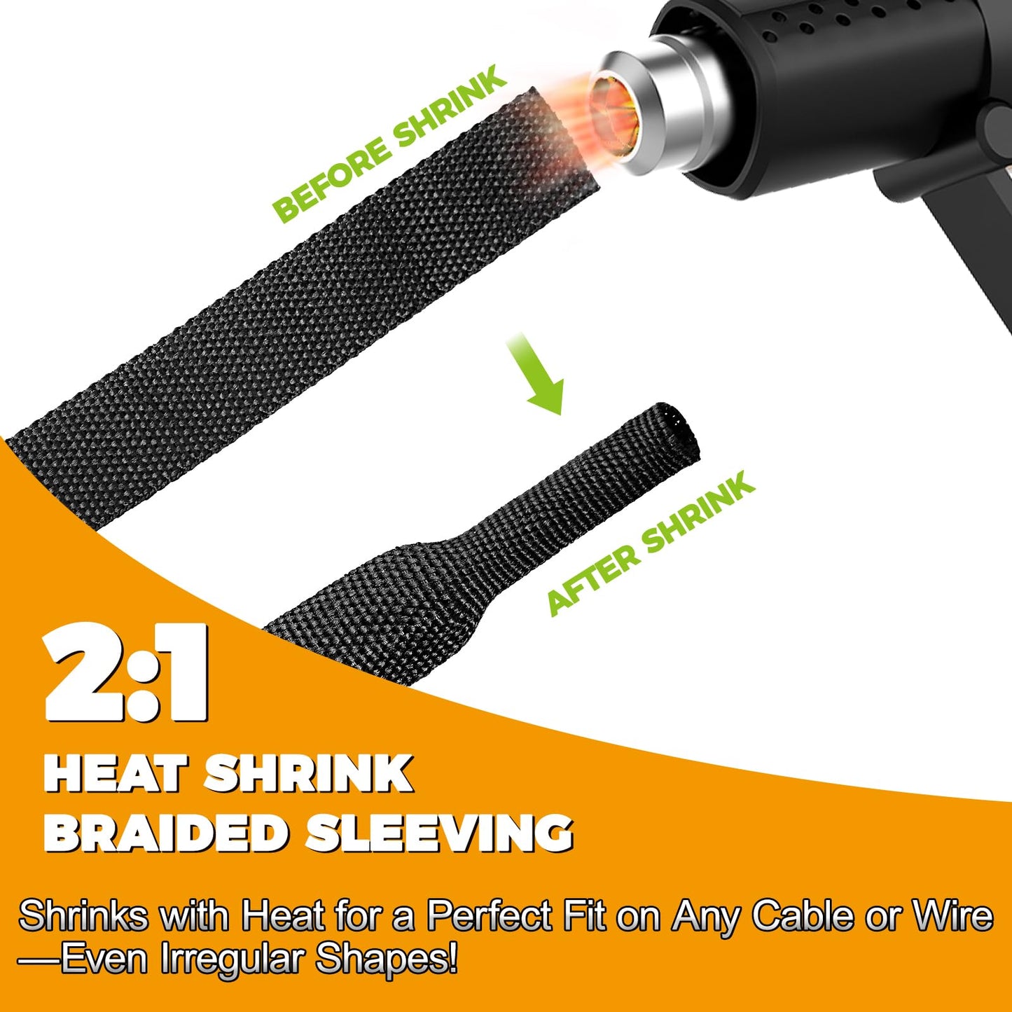 26 Ft-3/8 Inch 2:1 Heat Shrink Wire Loom Braided Cable Sleeves,Heat Resistant Fabric Woven Shrink Tubing Wiring Harness for Protection