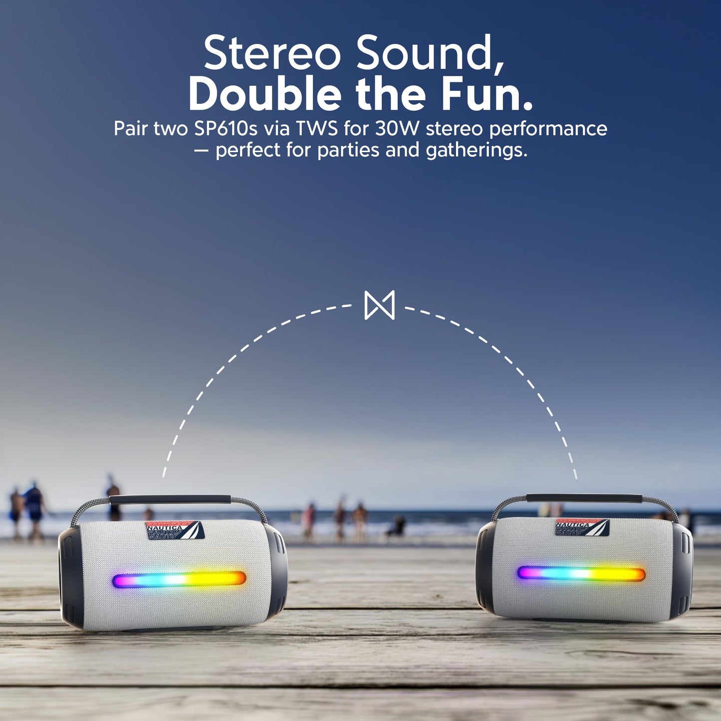 Nautica Urban SP610 True Wireless Outdoor Speaker, Portable IP5 Splash-Proof Bluetooth Speaker, Perfect for Camping, Beach, Backyard & Travel