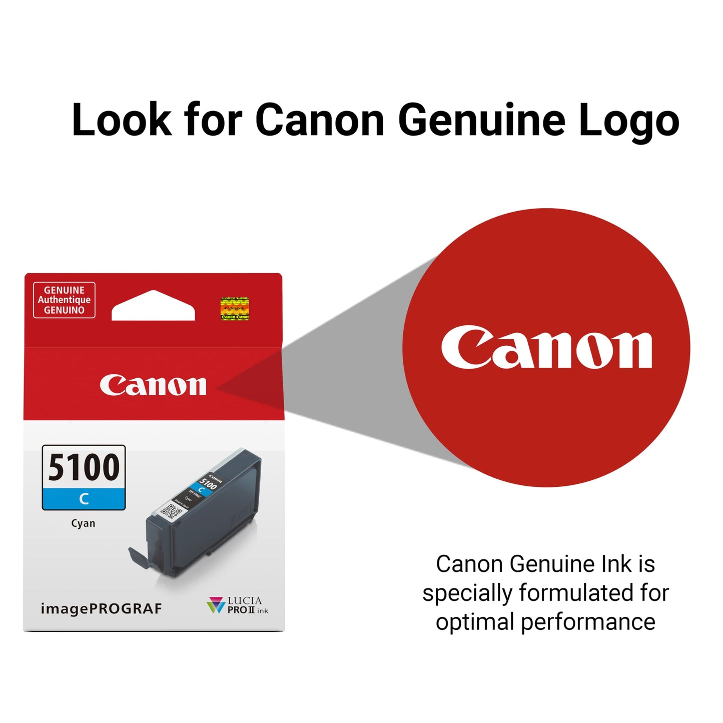 Canon PFI-5100 Genuine Cyan Ink Tank, Compatible with ImagePROGRAF PRO-310 Printers