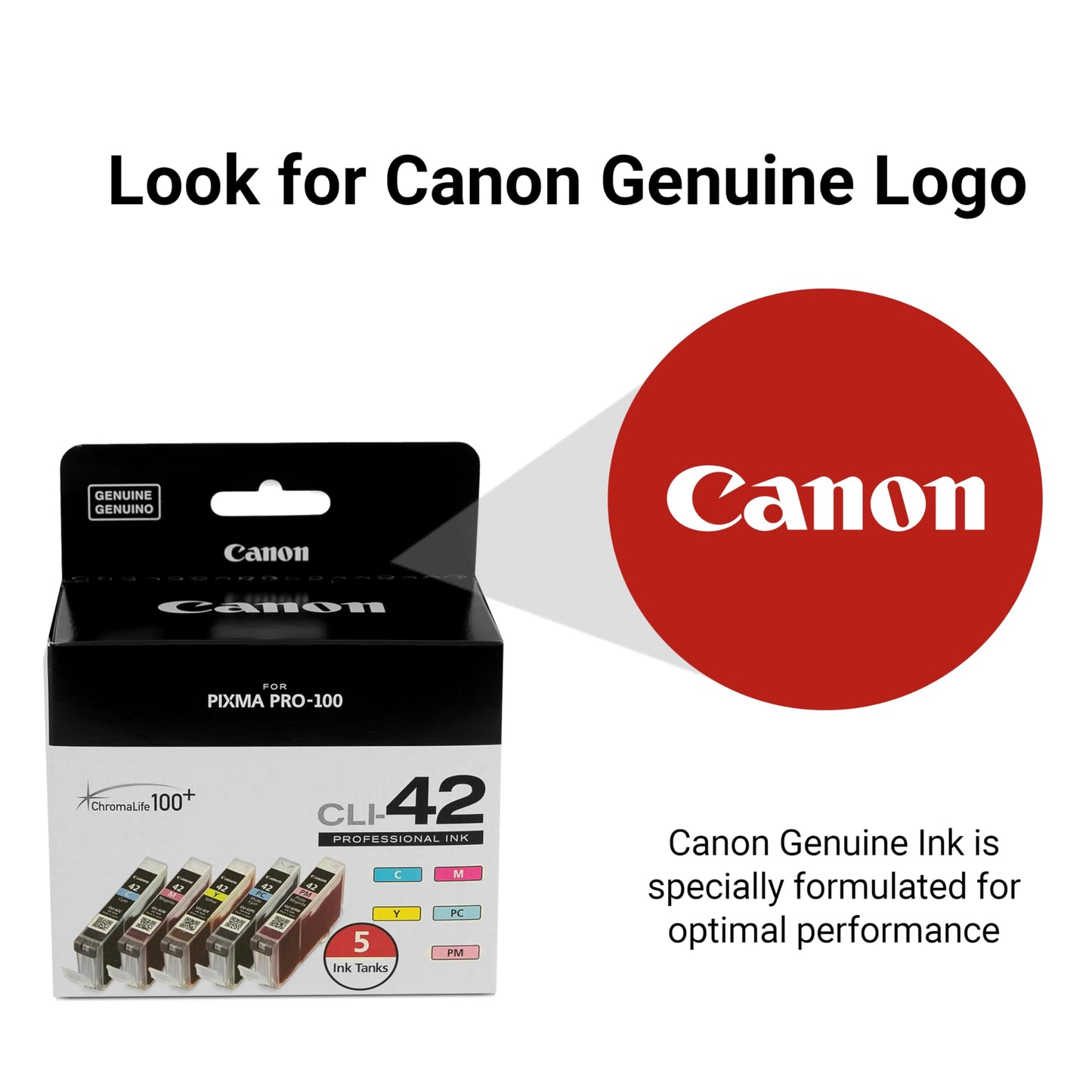 Canon CLI-42 Genuine Five Color Pack, Compatible with PIXMA PRO-100 Printers