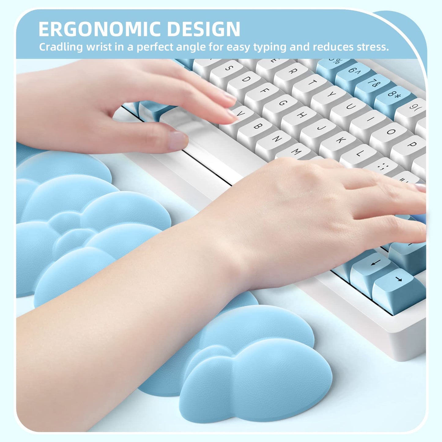 Keyboard Wrist Rest and Mouse Pad with Wrist Support, Ergonomic Gel Wrist Rest for Computer Keyboard and Mouse Pad + Coaster Set, Perfect for Home