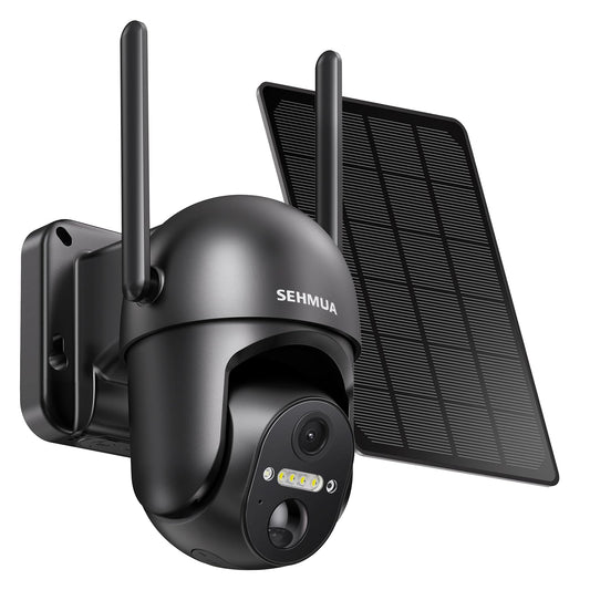 SEHMUA Solar Security Cameras Wireless Outdoor, 2K 360° View Battery Powered Outdoor Camera, WiFi Home Security with Spotlight Color Night Vision, PIR