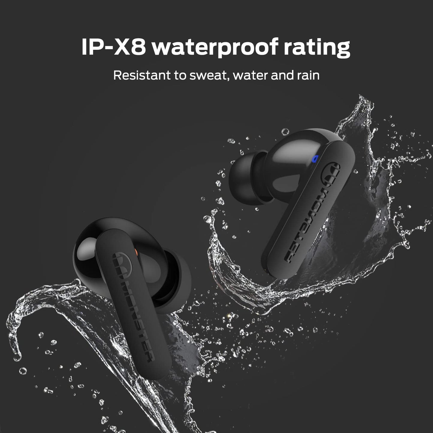 Monster N-Lite Clear Talk Wireless Earbuds Bluetooth 5.3 Headphones, IPX8 Waterproof in-Ear Stereo Earphones 60H Playtime, with Fast Charging…