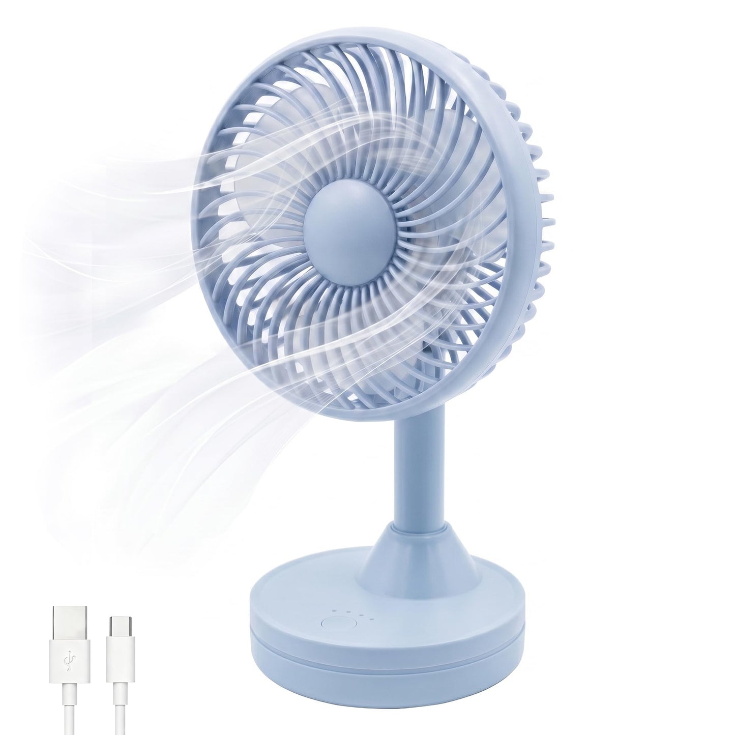 DYEWEAVE Cute Small Rechargeable 90° Oscillating Desk Fan, 25dB Ultra-Quiet