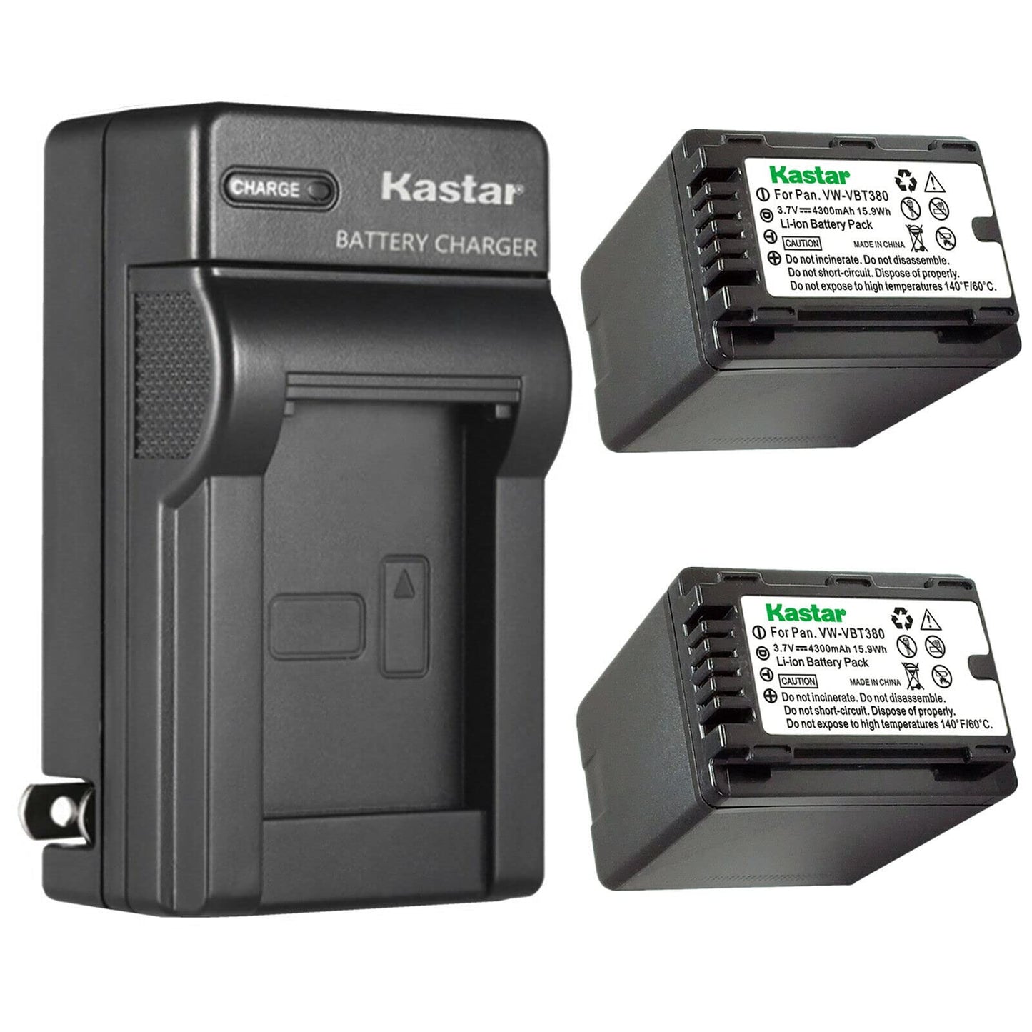 Kastar 2-Pack Battery and AC Wall Charger Replacement for Panasonic HC-W580K, HC-W580GK, HC-W580MGK, HC-W850, HC-W850EB, HC-W850M, HC-W850GK