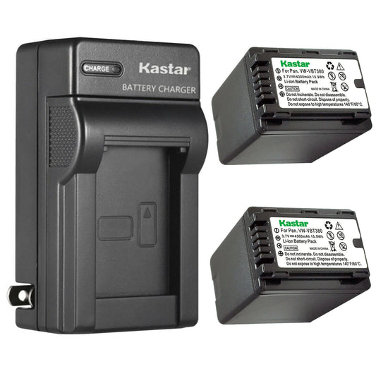 Kastar 2-Pack Battery and AC Wall Charger Replacement for Panasonic HC-W580K, HC-W580GK, HC-W580MGK, HC-W850, HC-W850EB, HC-W850M, HC-W850GK