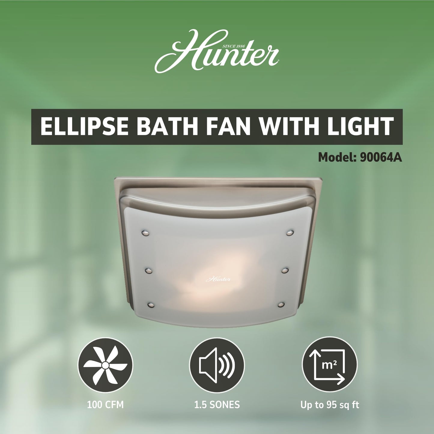 Hunter Ellipse 100 CFM Ceiling Exhaust Bath Fan with Light and Night Light - Brushed Nickel