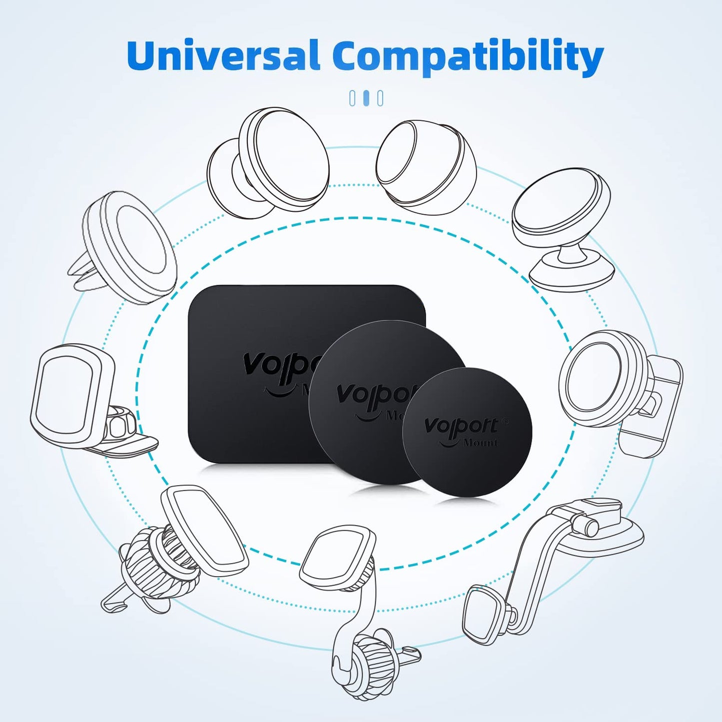 volport Metal Plate for Phone Magnet, 10 Pack MagicPlate with Adhesive Replacement for Magnetic Phone Car Mount Holder & Cradle & Stand
