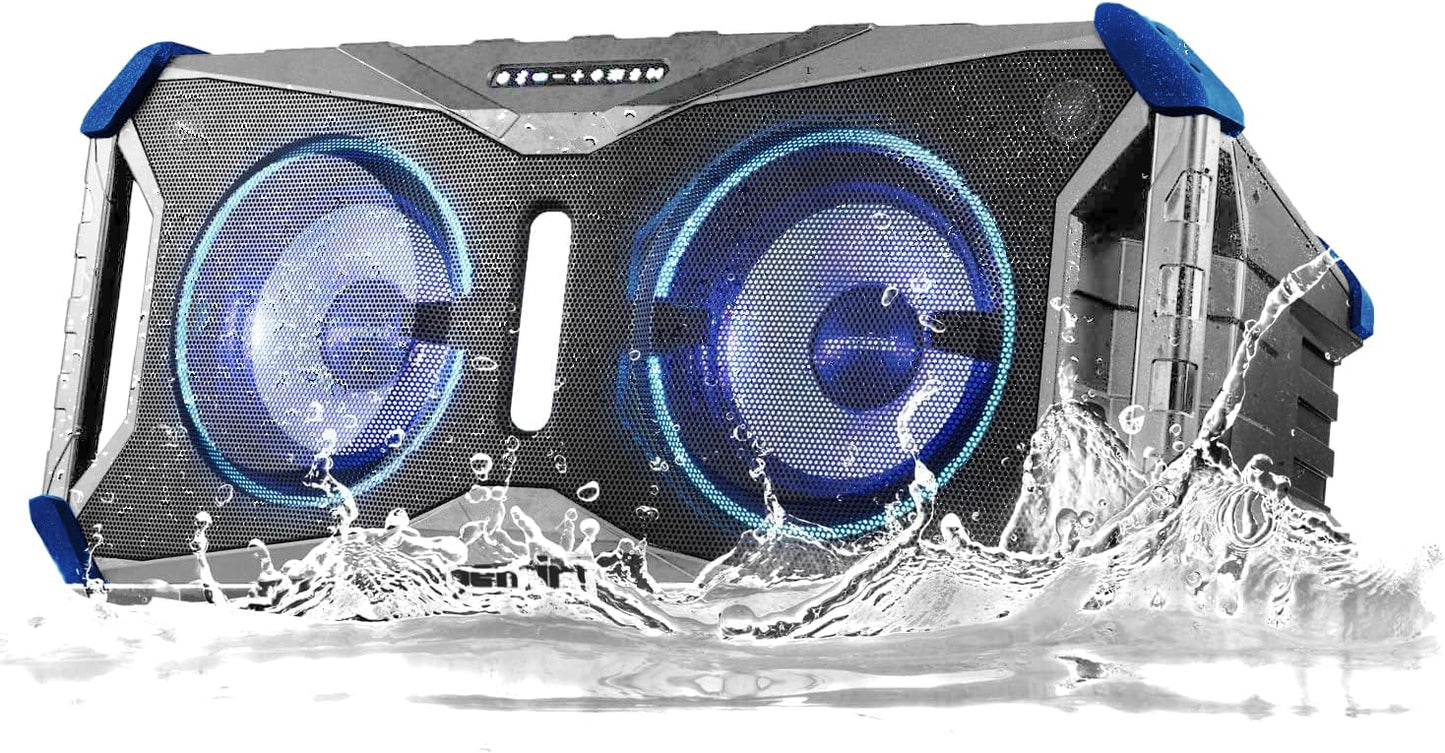 Gemini Sound SoundSplash 400W Floating Waterproof Wireless Bluetooth Speaker, LED Light Show, Dual 8” Woofers & NFC Pairing - Perfect for Pool