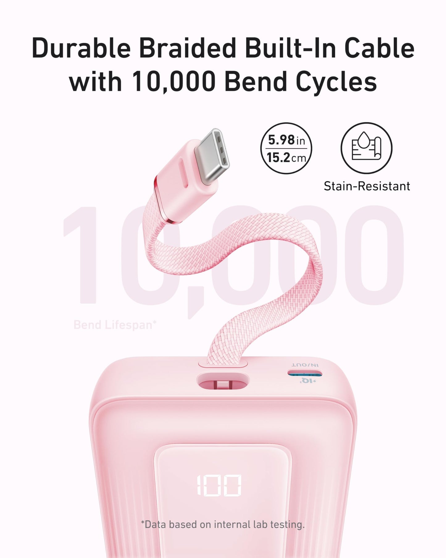 Anker Zolo Power Bank (2025 Upgraded Version), 20,000mAh 30W High-Speed Portable Charger with Built-in USB-C Cable, Battery Pack for iPhone 17/16 / 15