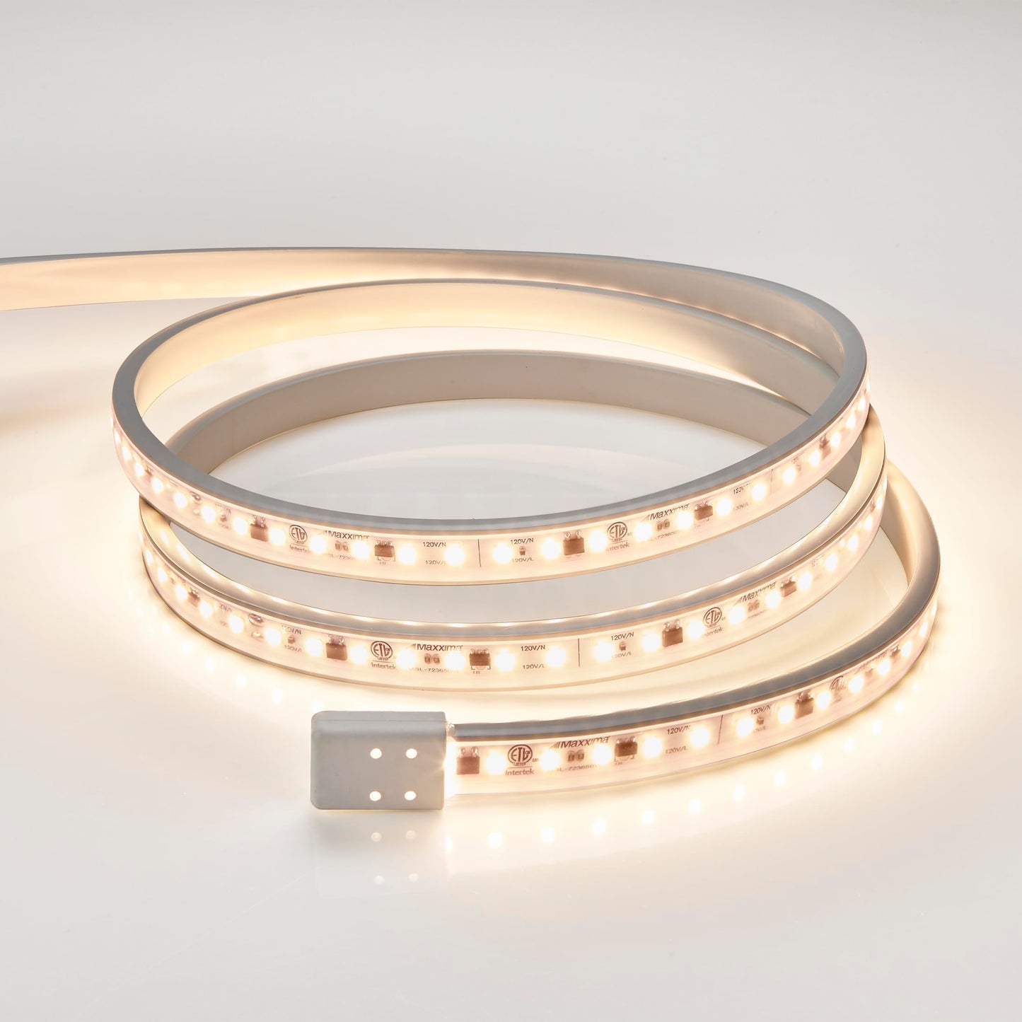 Maxxima 24 in. Hardwired LED Under Cabinet Strip Light, 920 Lumens, 3000K Warm White, Kitchen and Living Room 120V White Cove Lighting, No Power