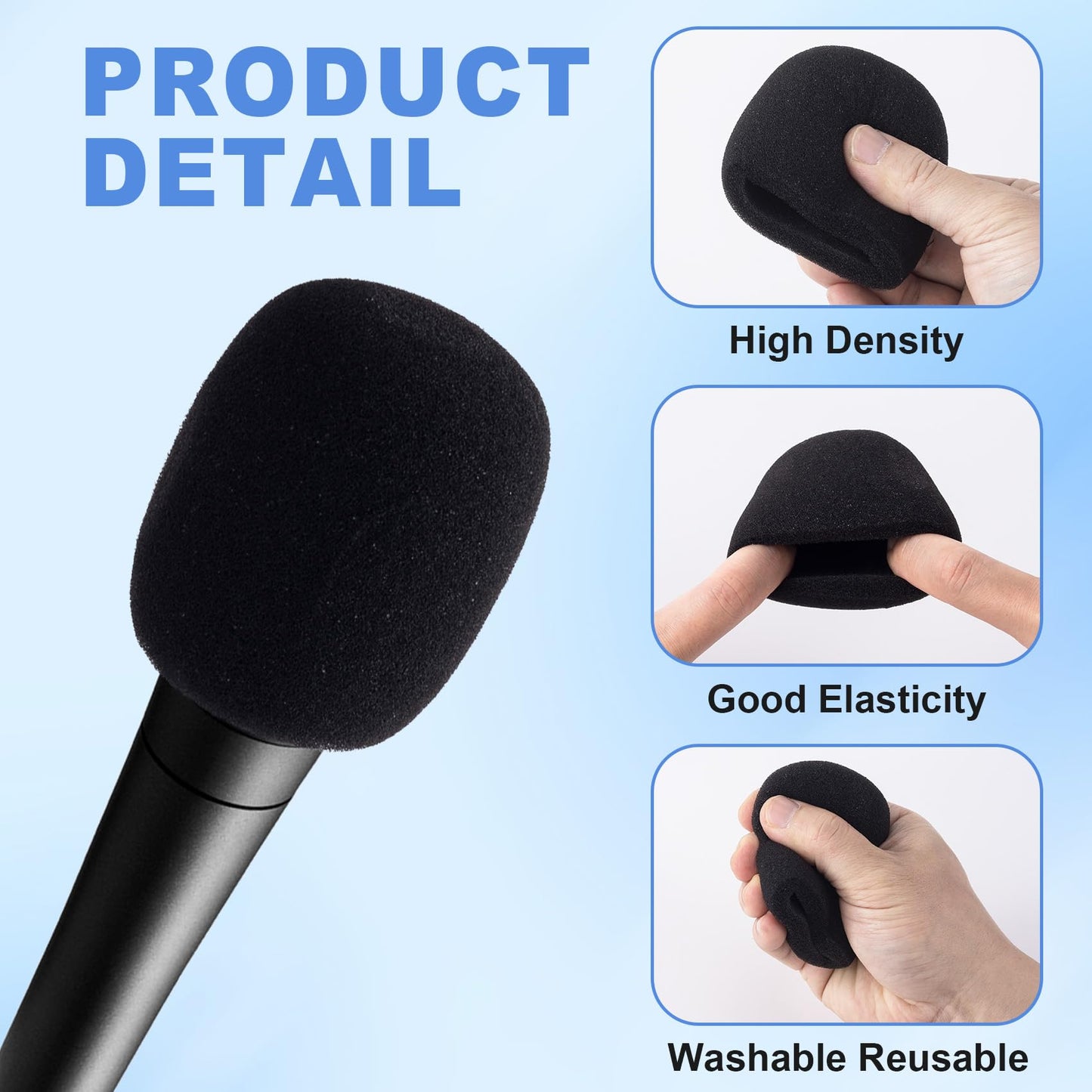 PAGOW 6 Pcs Microphone Cover, High Density Thickened Microphone Windscreens, Foam Mic covers for Most Standard Handheld Microphone (Black)