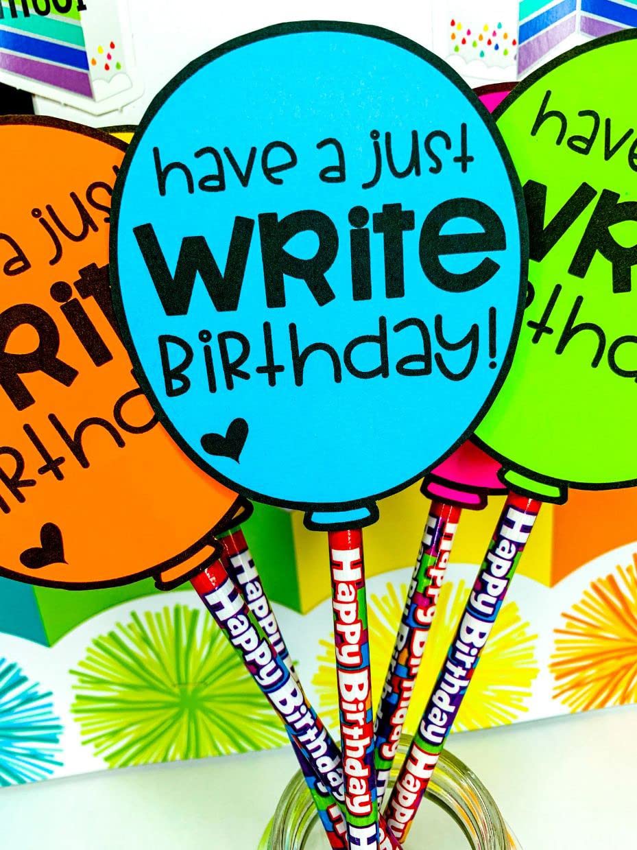 Fun Express Happy Birthday Pencils - Bulk set of 24 for Teachers and Students - Classroom Supplies, Rewards, Handouts and Party Favors