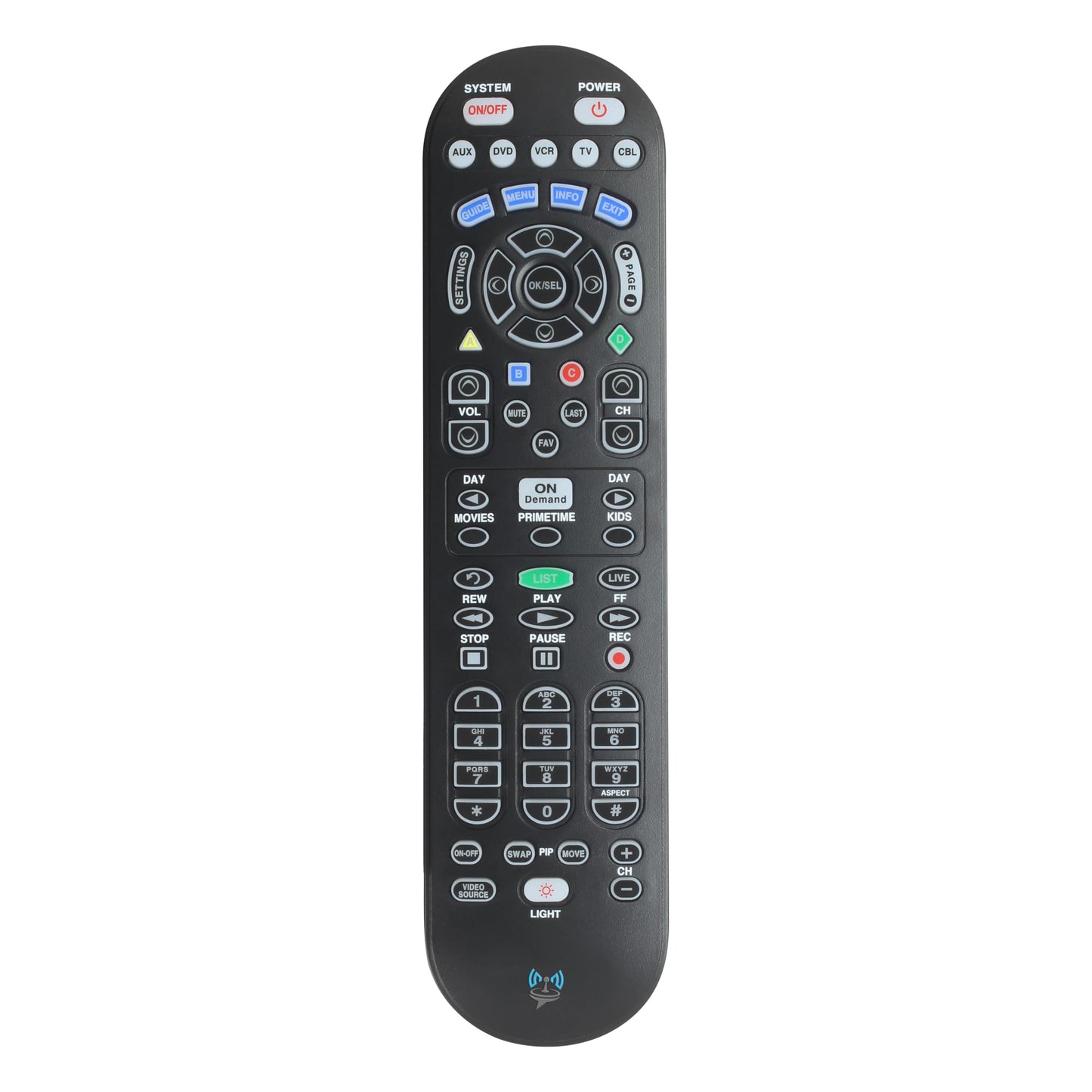 SatelliteSale Remote Control Replacement UR5U-8780L Clikr5 Compatible with Spectrum/Charter Cable Set-Top Boxes, TVs, and Audio Devices - Matte Black