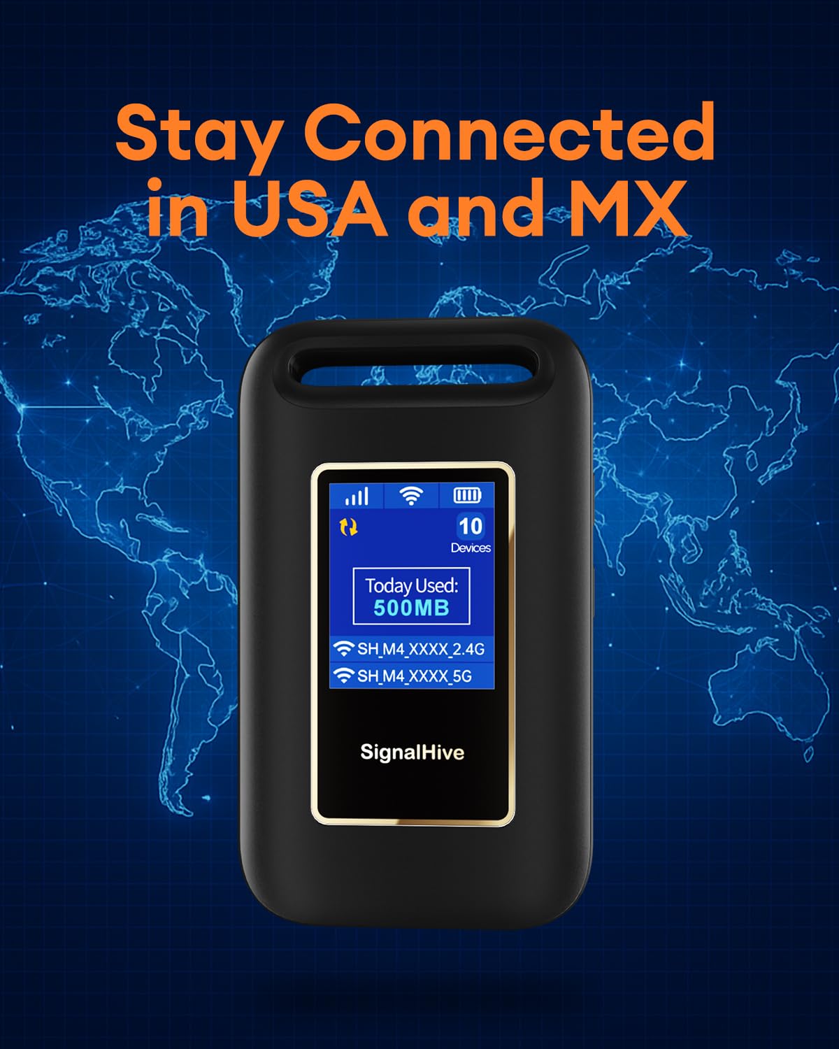 SIGNALHIVE 4G LTE Mobile Hotspot(1GB of Monthly Data), Security, No SIM Card, 8hrs Battery Life, Up to 10 Devices, Portable WiFi Hotspot for Travel