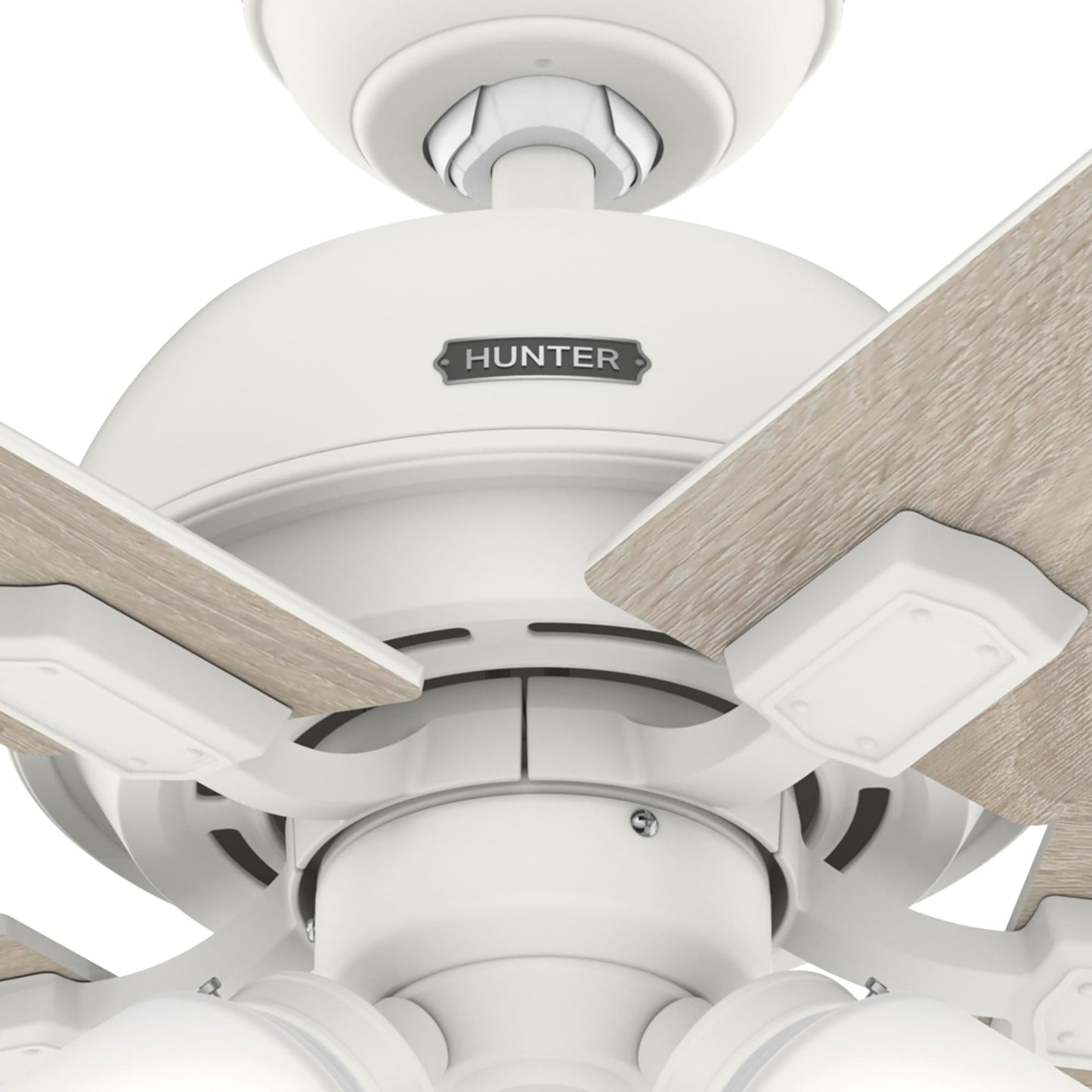 Hunter Fan 44 inch White Indoor Ceiling Fan with Lights and Pull Chain for Bedroom, Living Room/Family Room, Dining Room, Kitchen, Office (Renewed)
