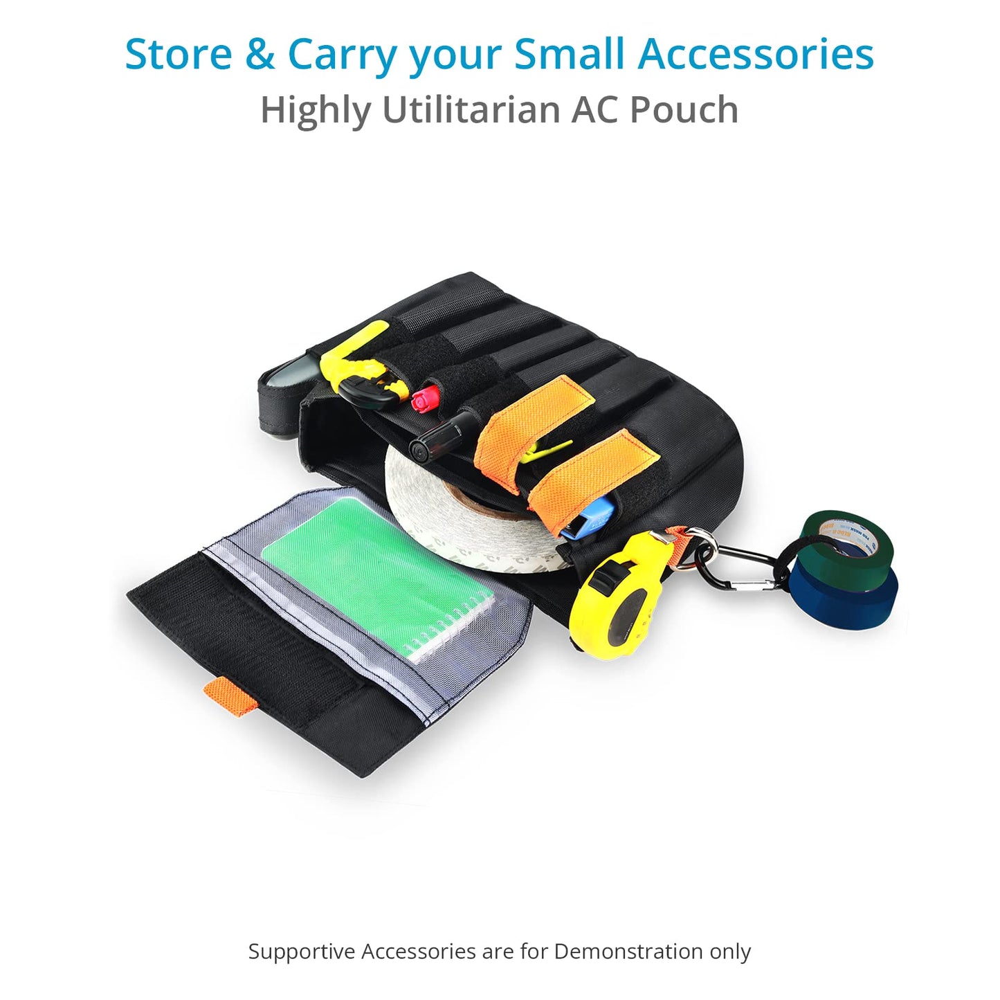 PROAIM Cube AC Pouch (Small) For Camera Assistants, Grips & Techs. Comes with a 2.5 Wide Belt Loop, External Pockets & D-Ring. For Utility Tools