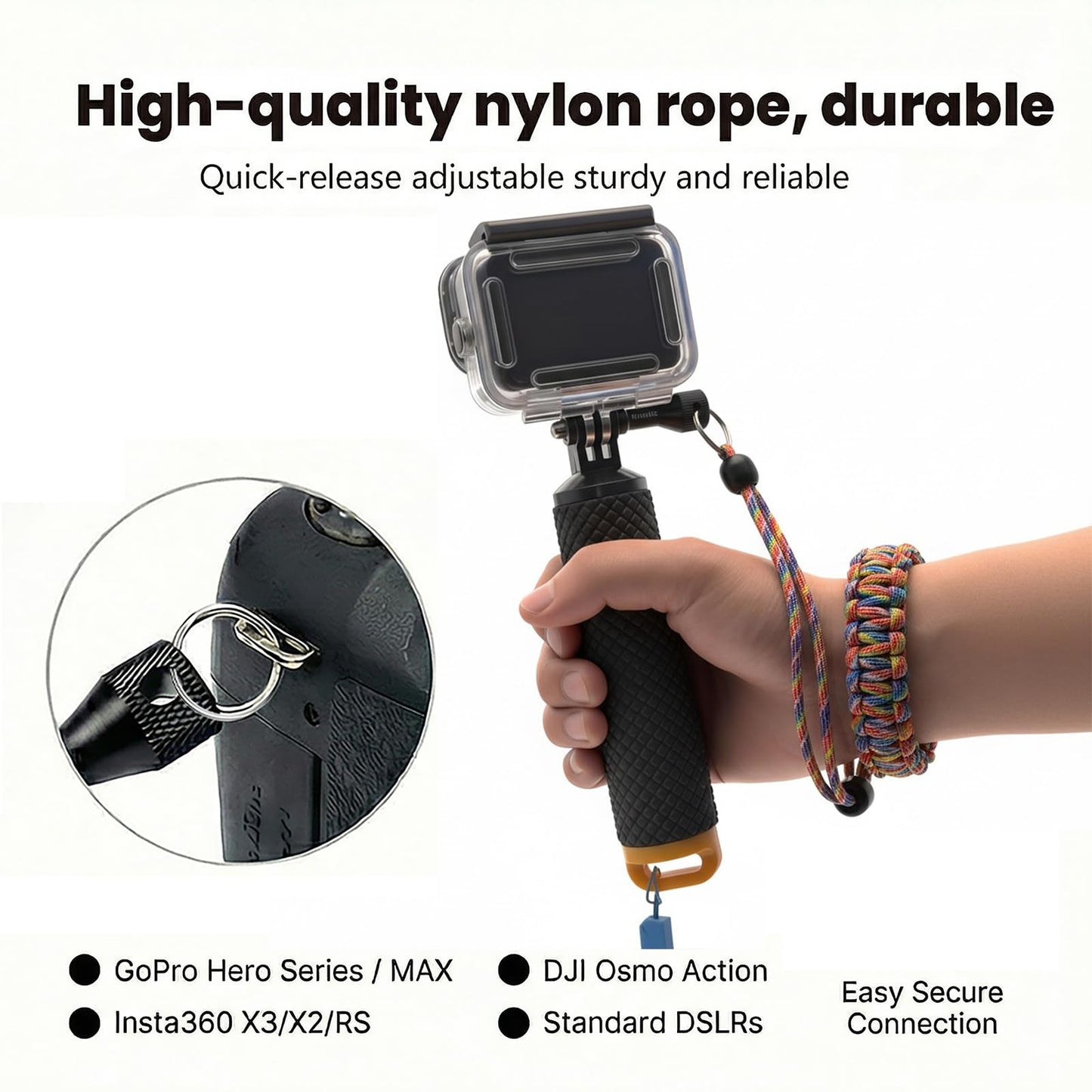 Rigrig Aluminum Alloy Thumbscrew with Waterproof Action Camera Wrist Strap for GoPro Hero, DJI Osmo Action, Insta360