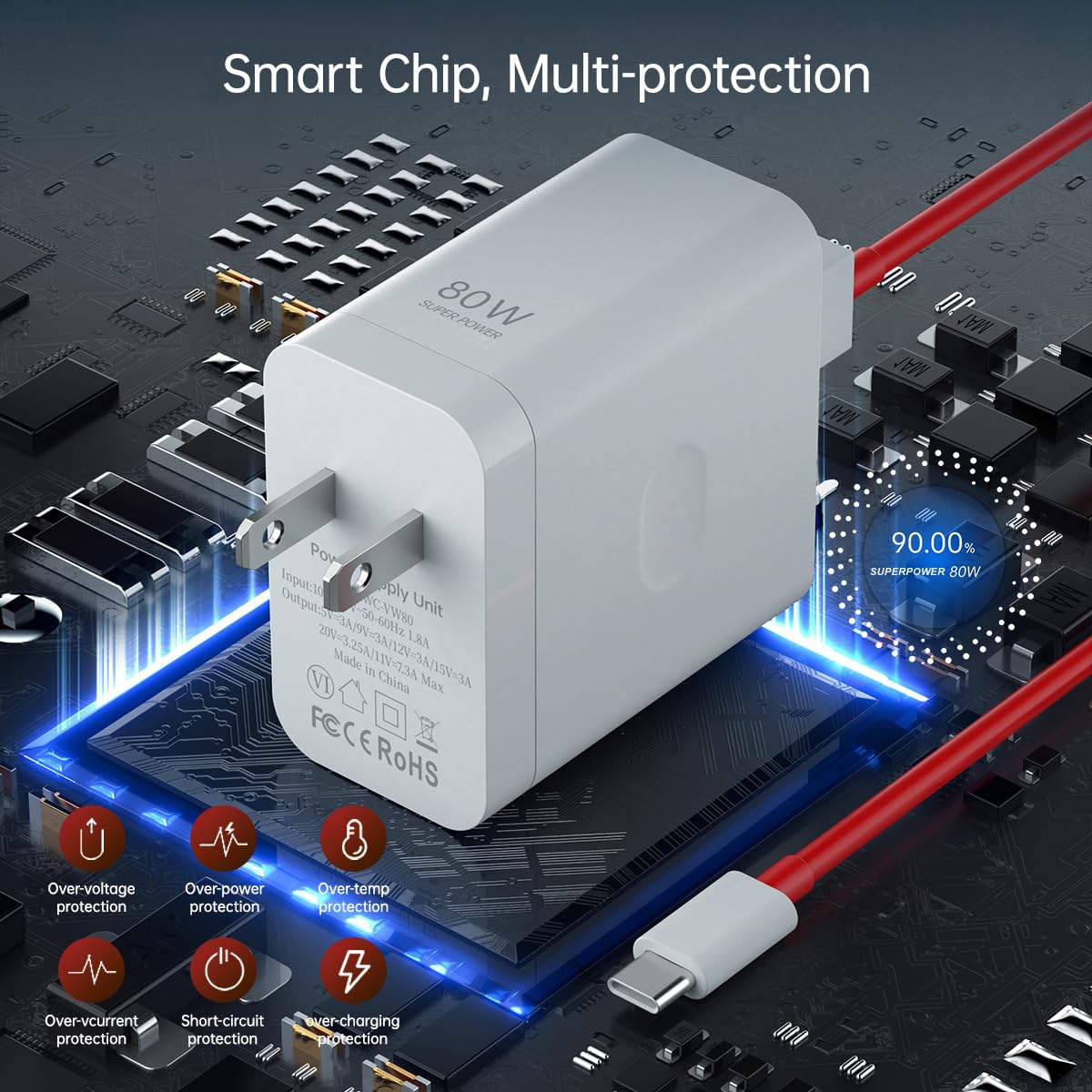 Compatible for Oneplus 15 15R 13 12 12R 11 10 Pro Charger Fast Wall Block 80W 65W for One Plus 13R 9 Pro 10T 10R 8T 8 7T 7 Pro Open Pad Nord 2T CE 2 3