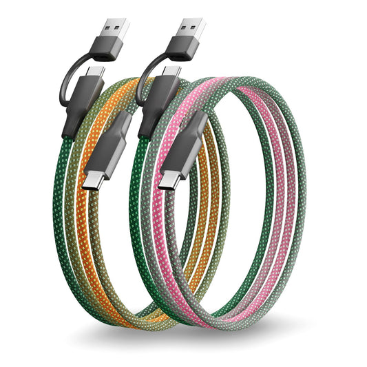 Travel Depot USB C Cable 3 FT, 2 Pack iPhone Charger Cord Colorful Nylon Braided Fast Charging Cable for iPhone 14 13 12 11 Pro XS Max XR X 8 7 6 iPad