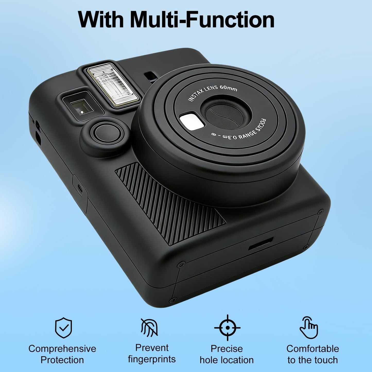 Camera Case for Instax Mini 41, Soft Silicone Protective Cover, Anti-Scratch Shockproof Camera Accessories Black