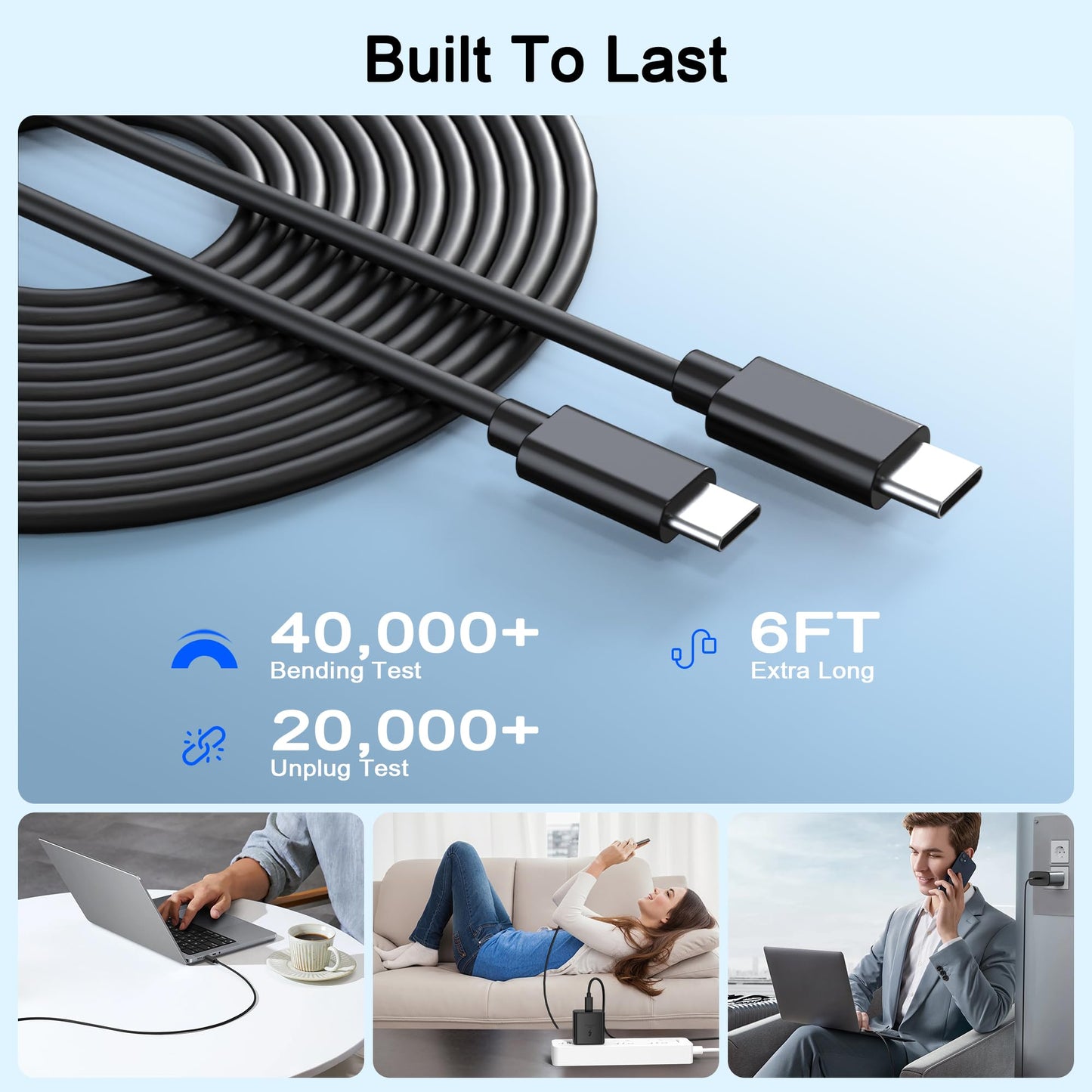 [2 Pack] 2026 45W Super Fast Charger USB C with 6FT Type C Cable, Fast Charging Android Phone Charger for Samsung Galaxy S26 Ultra/S26+/S26/S25