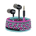 URIZONS Colorful Fun in-Ear Wired Earbuds Headphones - Braided Earphones with Microphone for Cell Phones MP3 Laptop Tablets Fabric Braided Headset…