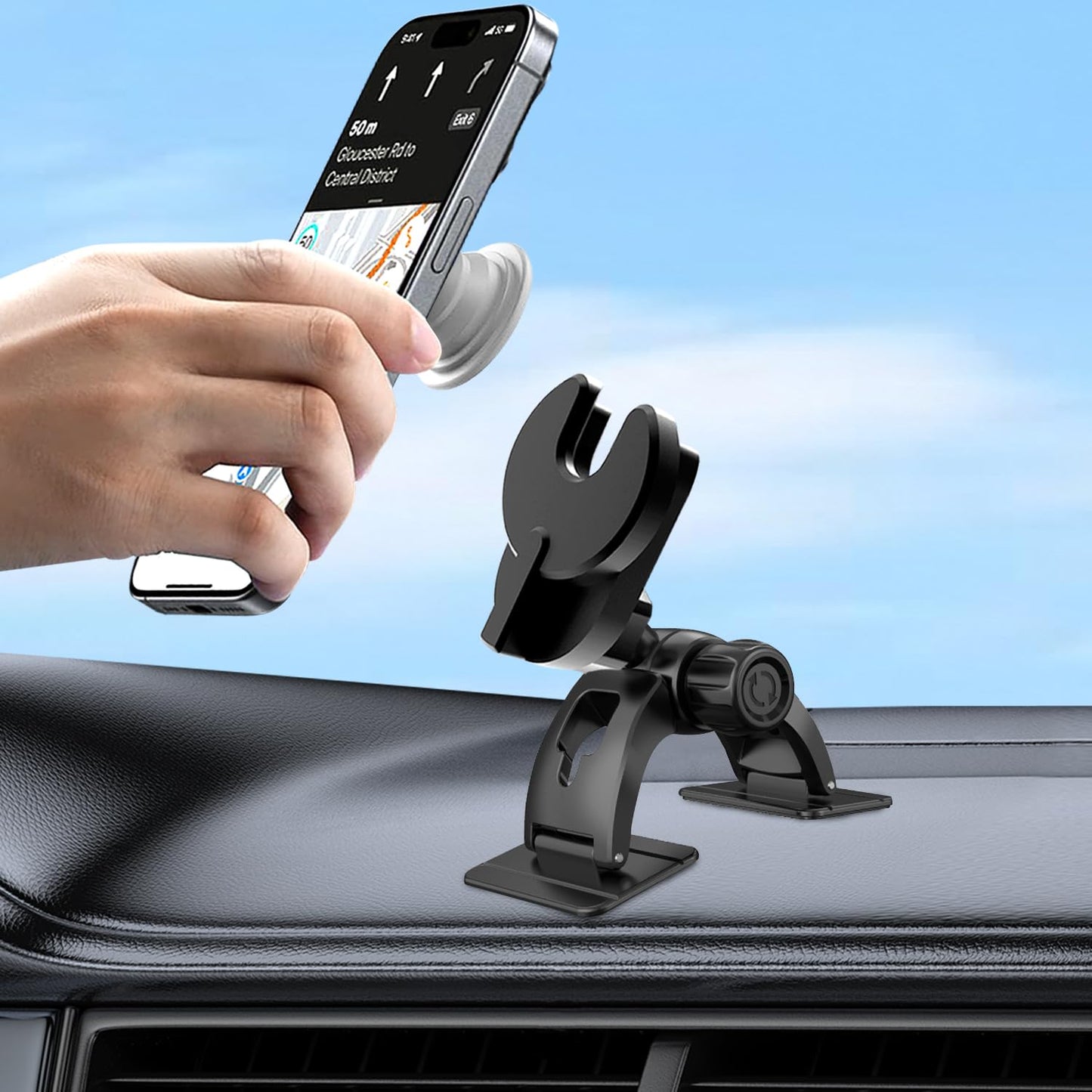 JCTRIWAY Car Phone Holder for Pop Socket, Dashboard Socket Grip Car Mount Dual Adhesive Base for Any Surfaces, Dash Sockets Phone Mount for Car, Works