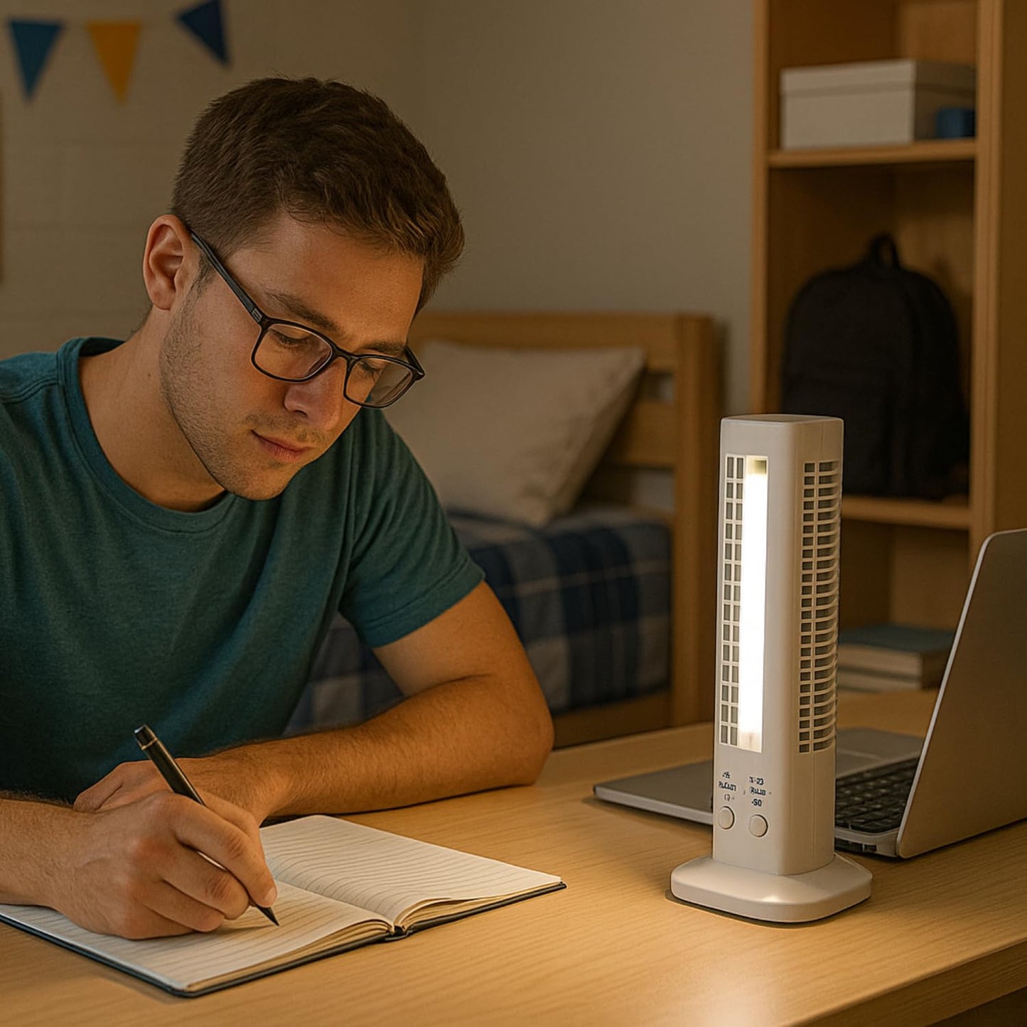 Tabletop Desktop USB Powered Fan, Dual Speed Control, Tilting LED Light