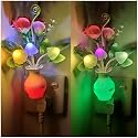 2Pack Plug in LED Night Light w/Auto Dusk to Dawn Sensor,AUSAYE 0.5W Energy Saving Lamp Dream Nightlight Rose Flower Mushroom Lights for Kids Adults