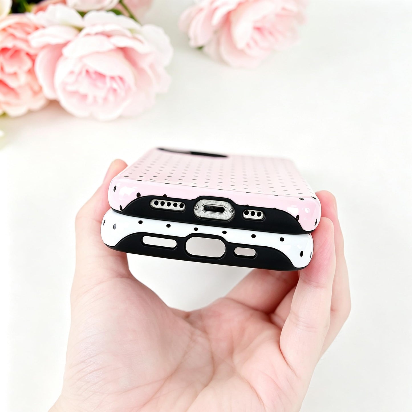 DuiDuiQ Polka Dot Pattern Phone Case for iPhone 16e/17e 6.1", White