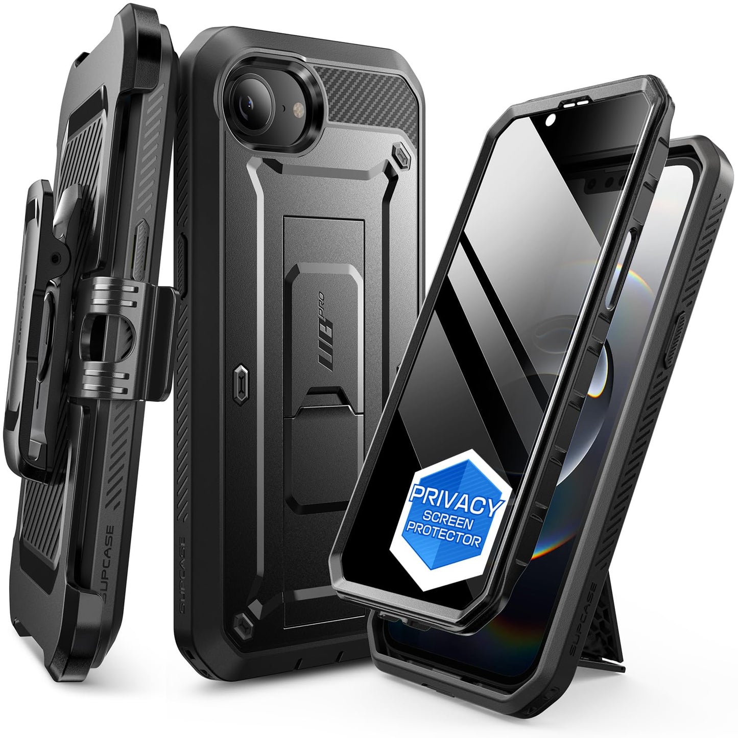 SUPCASE for iPhone 17e/16e Case with Screen Protector (Unicorn Beetle Pro), [Built-in Stand & Belt-Clip] [Military-Grade Protection] Full Body Phone