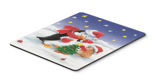 Caroline's Treasures AAH7203MP Penguin and Robin with Christmas Tree Mouse Pad, Hot Pad or Trivet for Home Office Gaming Working Computers Laptop