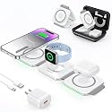 MURPISO 3 in 1 Charging Station for Apple,Wireless Charger Pad for iPhone 17/16e/16/15/14/13/12/Pro/Max/Mini,Magnetic Foldable Charger for AirPods