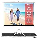 Pyle 72 Inch Outdoor Projector Screen with Stand-Portable Fold Out Roll Up Screen with Tripod Stand,White Matte Fabric 4:3 Aspect Ratio 4K HD Quality