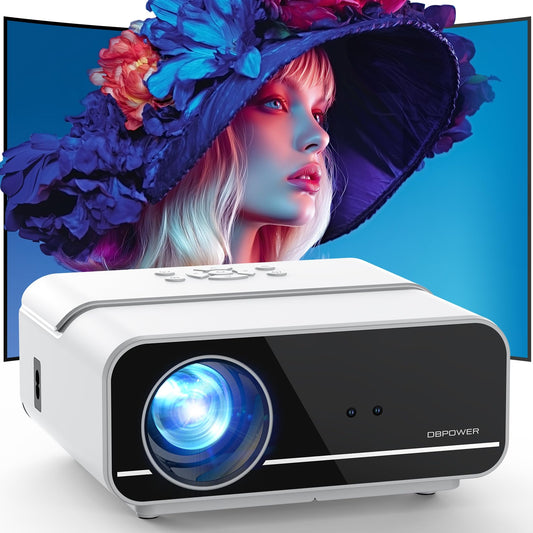 [Auto Focus/4K Support] Projector with WiFi and Bluetooth, Native 1080P Outdoor Movie Projector with Auto Focus/4P6D Keystone/50% Zoom/PPT, DBPOWER