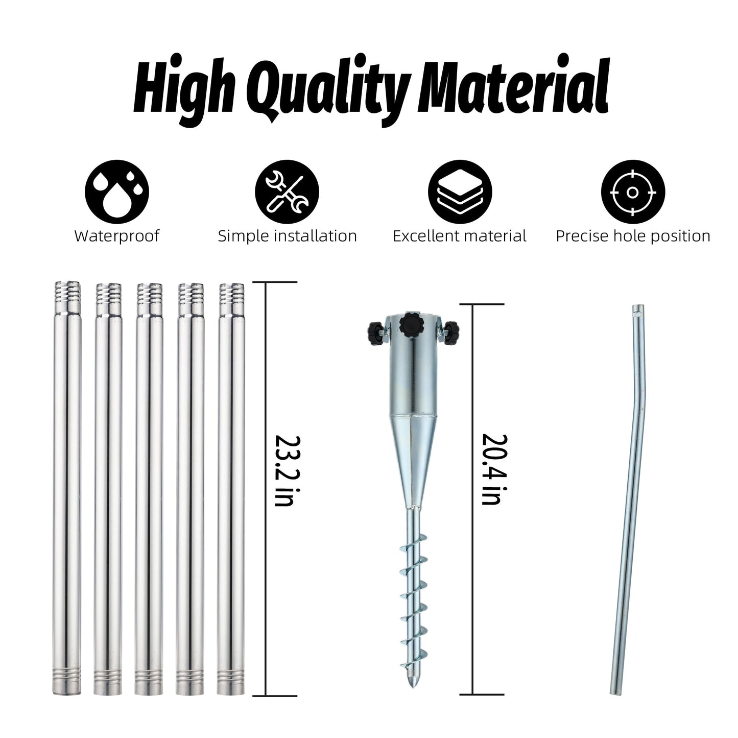 Starlink Mini Pole Mount Kit, Starlink Pole Mounting, 9ft Starlink Ground Features a Durable 1.5'' Diameter Pole with No Dig Ground Anchor, Suitable