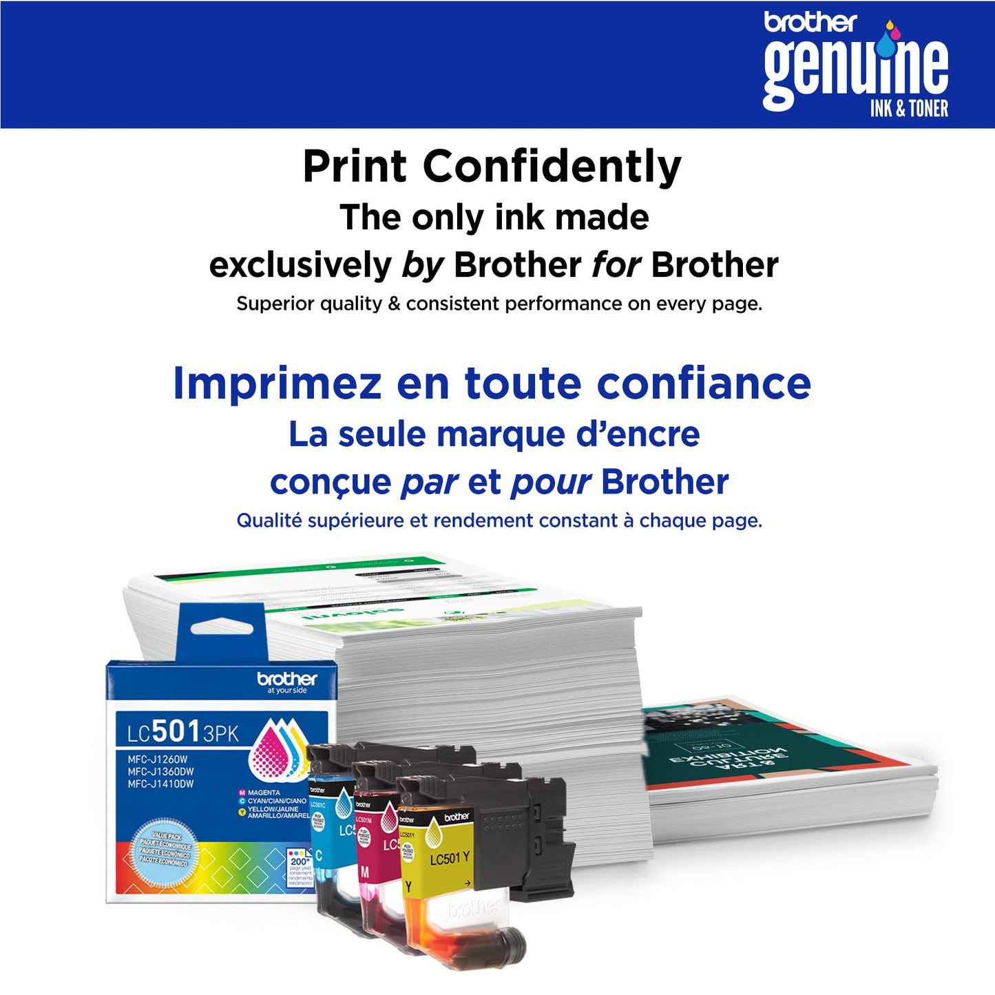 Brother Genuine LC5013PK 3-Pack Standard Yield Cyan, Magenta, and Yellow Ink Cartridges (for use with Work Smart 1260, 1360, and 1410 Printers)