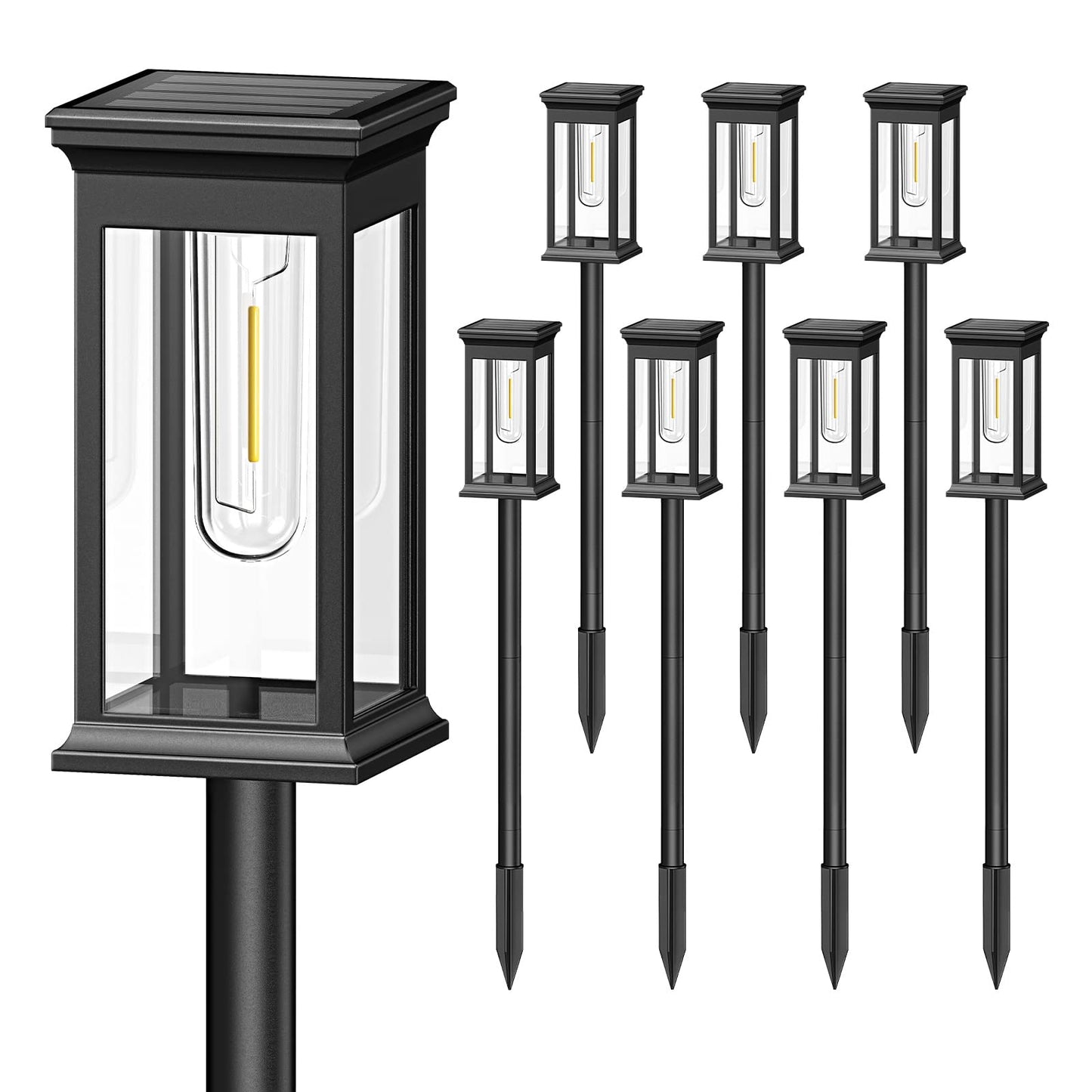 KOOPER Solar Pathway Lights Outdoor 8 Pack, 2X Bigger Solar Outdoor Lights, Bright Solar Garden Lights Waterproof, Auto On/Off Outdoor Solar Lights