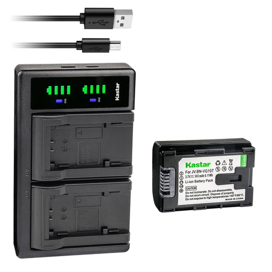 Kastar 1-Pack BN-VG107 Battery and LTD2 USB Charger Replacement for JVC BN-VG107 BN-VG107AC BN-VG107E BN-VG107EU BN-VG107U BN-VG107US BN-VG107USM
