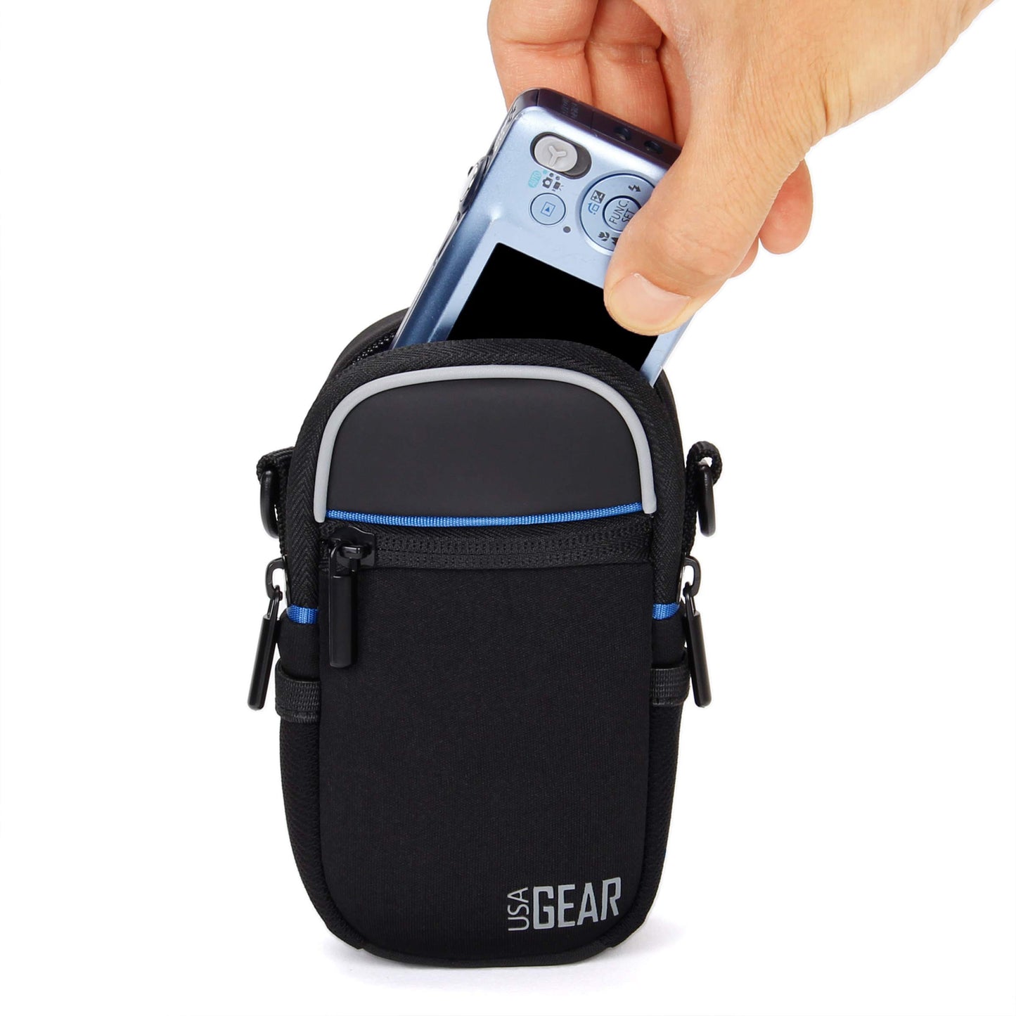 USA Gear Compact Point and Shoot Camera Case Small Digital Camera Pouch with Accessory Pockets and Shoulder Strap - Compatible with Sony CyberShot